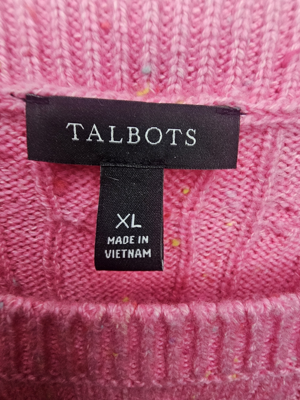 Talbots Classic Cable Knit Crewneck Sweater - Hot Pink - Picture 6 of 7